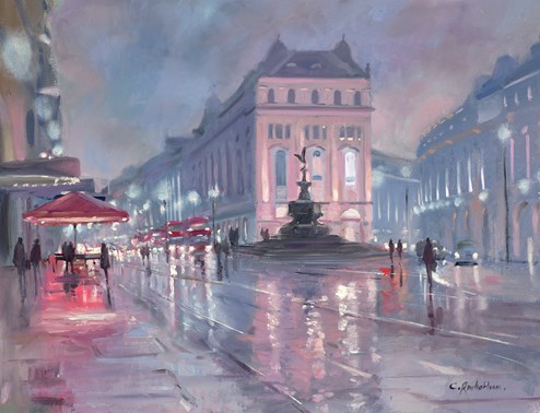 Piccadilly Lights by Charles Rowbotham - Original Painting on Board